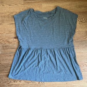 Grace & Lace Gray Stripe Peplum Shirt Medium